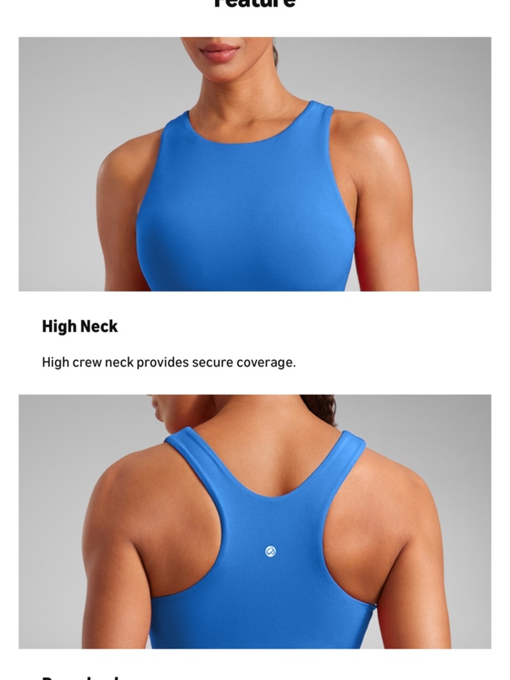 CRZ YOGA Butterluxe Racerback High Neck Sports Bra in Spectral Blue - Picture 7 of 7